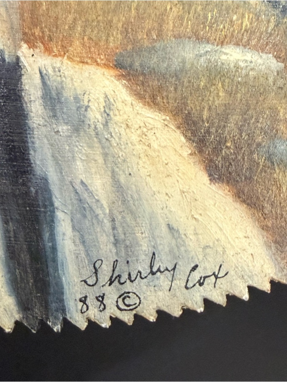 Vintage Hand Painted by Shirley Cox Mountain Goats Acrylic Painting on Saw Blade - Picture 10 of 11